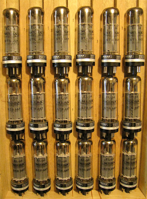 A tray of EL-34 Power tubes waiting to be packed 