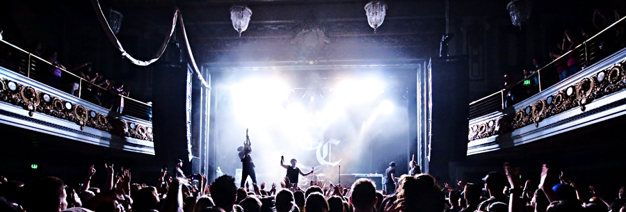 Image of the band Good Charlotte and big lights at the Regency Ballroom in San Francisco June 4, 2010