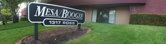 Image of the Mesa/Boogie sign on the front lawn of our one-and-only factory.