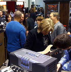 Andy Timmons, Bernie Williams and John Petrucci at 2010 NAMM