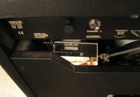 Recto-Verb Combo serial number. Using a mirror to see the serial number decal without removing the rear panel 