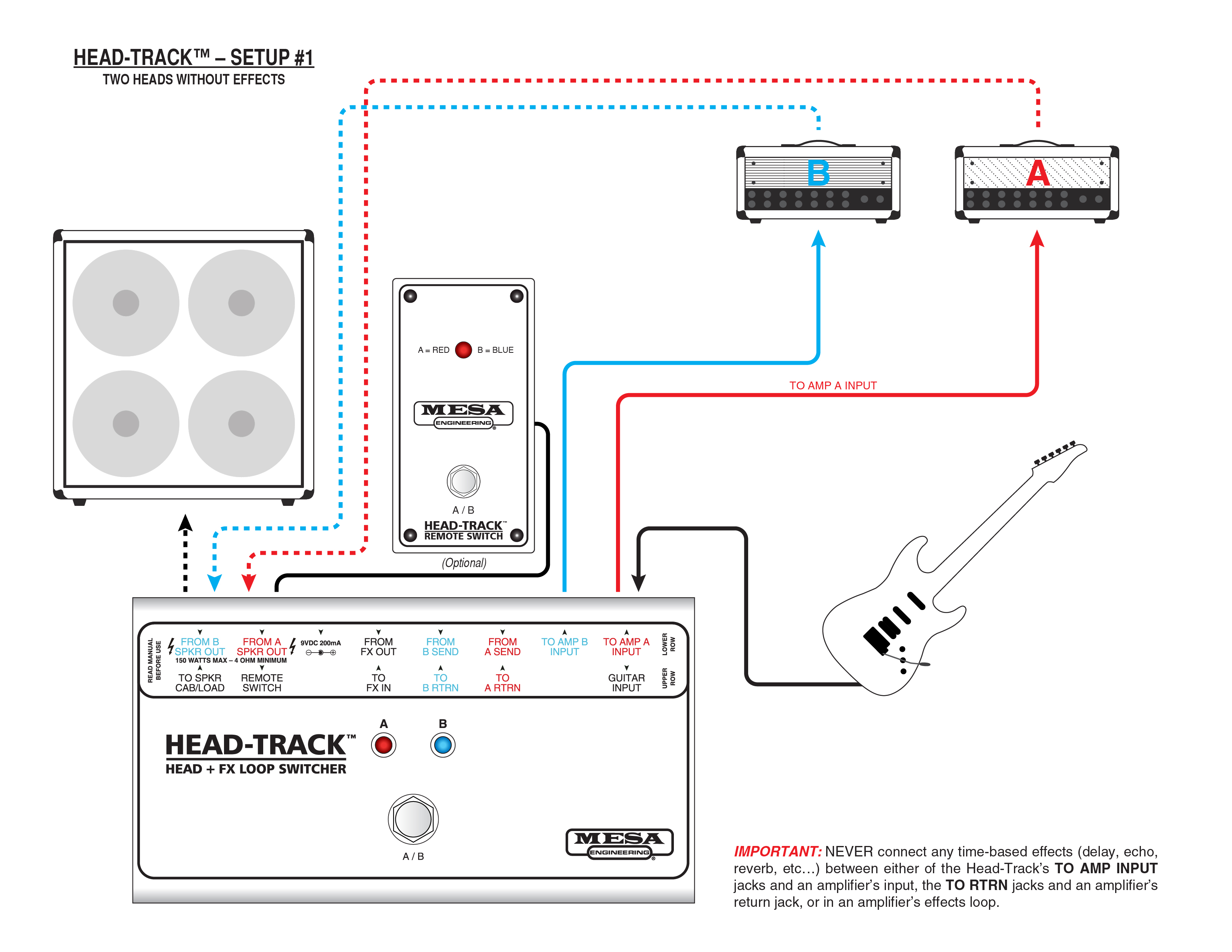 Mesa Boogie HEAD-TRACK Guitar Amplifier Head + FX Loop Switcher 
